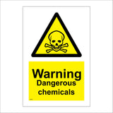 WS210 Warning Dangerous Chemicals Sign with Triangle Skull &Cross Bones