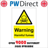 WS213 Warning Harmful Fumes Sign with Triangle Skull &Cross Bones