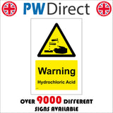 WS214 Warning Hydrochloric Acid Sign with Triangle Hands Acid