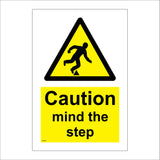 WS216 Caution Mind The Step Sign with Triangle Body Falling