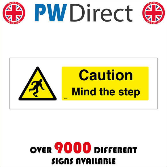 WS217 Caution Mind The Step Sign with Triangle Body Falling
