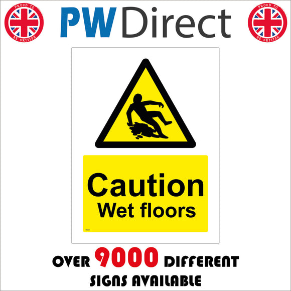 WS224 Caution Wet Floors Sign with Triangle Body Falling