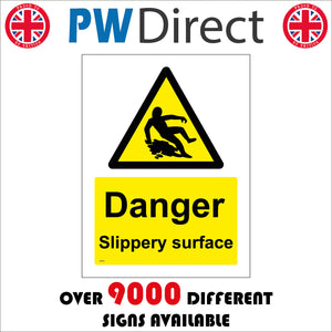 WS225 Danger Slippery Surface Sign with Triangle Body Falling