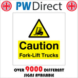 WS232 Caution Fork-Lift Trucks Sign with Forklift Triangle