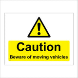 WS234 Caution Beware Of Moving Vehicles Sign with Exclamation Mark Triangle