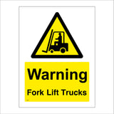 WS236 Warning Fork Lift Trucks Sign with Forklift Triangle