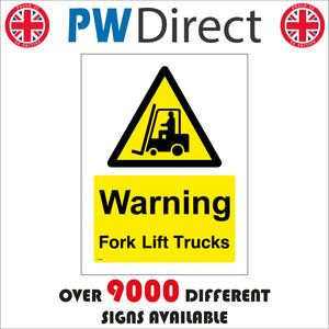 WS236 Warning Fork Lift Trucks Sign with Forklift Triangle