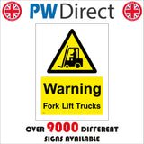 WS236 Warning Fork Lift Trucks Sign with Forklift Triangle