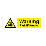 WS237 Warning Fork Lift Trucks Sign with Forklift Triangle