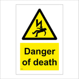 WS249 Danger Of Death Sign with Triangle Body Falling Lightning Arrow