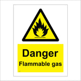 WS252 Danger Flammable Gas Sign with Triangle Fire