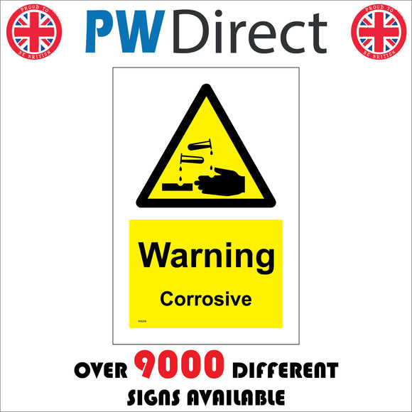 WS256 Warning Corrosive Sign with Triangle Hands Acid Test Tube