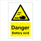WS258 Danger Battery Acid Sign with Triangle Hands Acid Test Tube