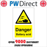 WS258 Danger Battery Acid Sign with Triangle Hands Acid Test Tube