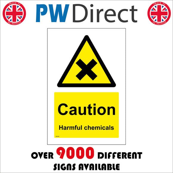 WS259 Caution Harmful Chemicals Sign with Triangle Cross