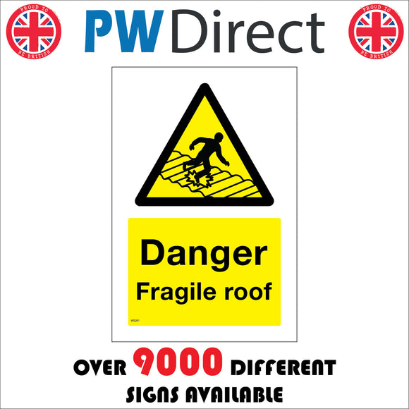 WS261 Danger Fragile Roof Sign with Triangle Person Roof