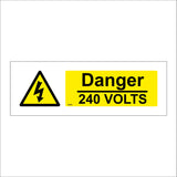 WS263 Danger 240 Volts Sign with Triangle Lightning Arrow
