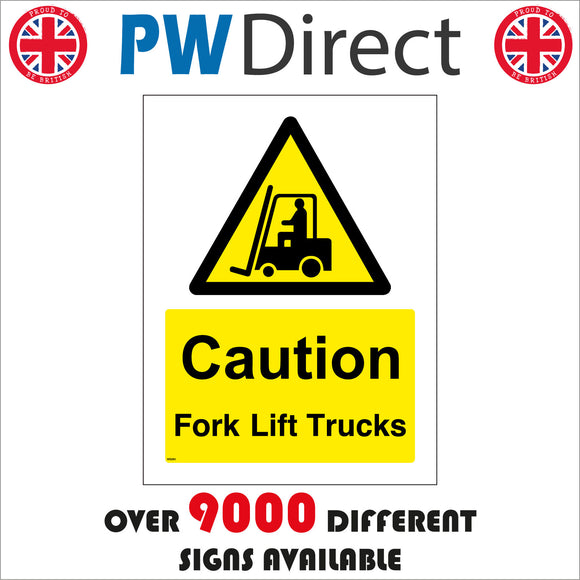 WS264 Caution Fork Lift Trucks Sign with Triangle Fork Lift