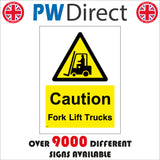 WS264 Caution Fork Lift Trucks Sign with Triangle Fork Lift