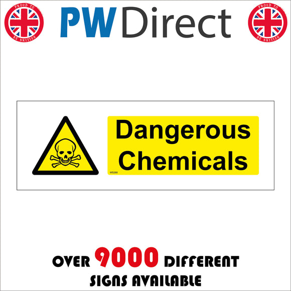 WS268 Dangerous Chemicals Sign with Triangle Skull &Cross Bones
