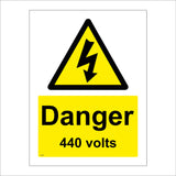 WS270 Danger 440 Volts Sign with Triangle Lightning Arrow