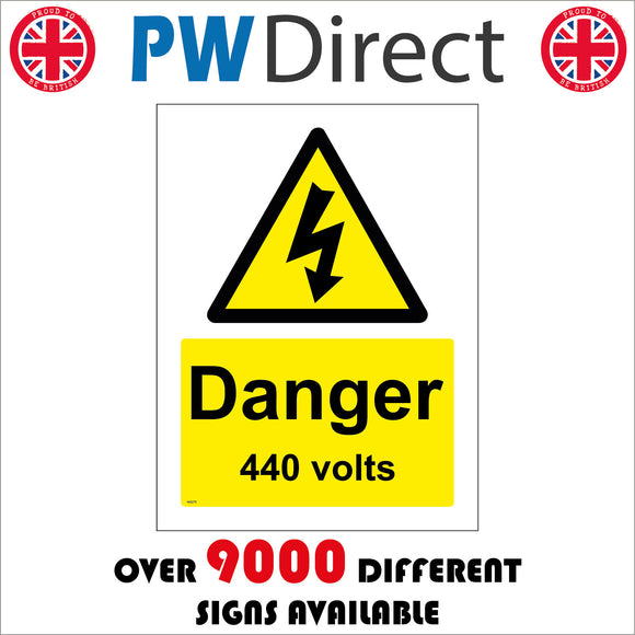 WS270 Danger 440 Volts Sign with Triangle Lightning Arrow