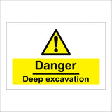 WS277 Danger Deep Excavations Sign with Triangle Exclamation Mark