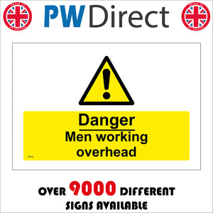 WS283 Danger Men Working Overhead Sign with Triangle Exclamation Mark