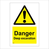 WS285 Danger Deep Excavation Sign with Triangle Exclamation Mark