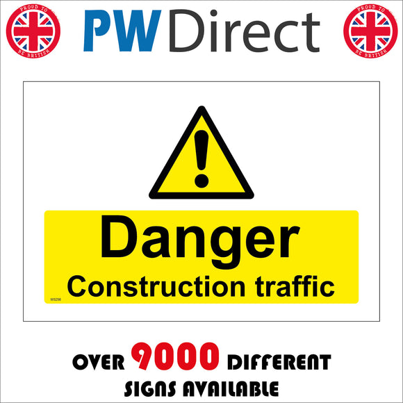 WS298 Danger Construction Traffic Sign with Triangle Exclamation Mark