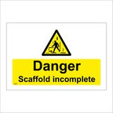 WS301 Danger Scaffold Incomplete Sign with Triangle Person