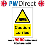WS304 Caution Lorries Sign with Triangle Lorry