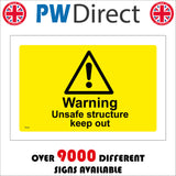 Unsafe Structure Keep Out Warning Sign WS308