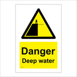 WS318 Danger Deep Water Sign with Triangle Person Water