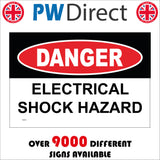 WS412 Danger Electrical Shock Hazard Sign