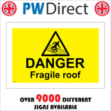 WS437 Danger Fragile Roof Sign with Triangle Person Roof