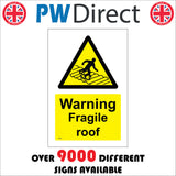 WS439 Warning Fragile Roof Sign with Triangle Person Roof