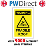 WS442 Warning Fragile Roof Sign with Triangle Person Roof