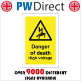 WS453 Danger Of Death High Voltage Sign with Triangle Lightning Arrow Person