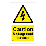 WS460 Caution Underground Services Sign with Triangle Lightning Arrow