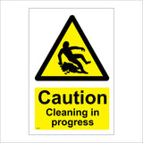 WS473 Caution Cleaning In Progress Sign with Triangle Person