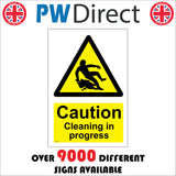 WS473 Caution Cleaning In Progress Sign with Triangle Person