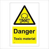 WS483 Danger Toxic Material Sign with Triangle Skull And Cross Bones