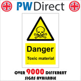 WS483 Danger Toxic Material Sign with Triangle Skull And Cross Bones