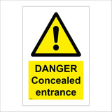 WS489 Danger Concealed Entrance Sign with Triangle Exclamation Mark