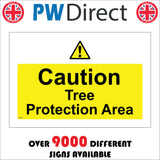 WS555 Caution Tree Protection Area Sign with Triangle Exclamation Mark