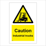 WS563 Caution Industrial Trucks Sign with Triangle Forklift