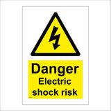 WS565 Danger Electric Shock Risk Sign with Triangle Lightning Arrow
