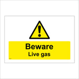WS577 Beware Live Gas Sign with Triangle Exclamation Mark