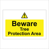 WS580 Beware Tree Protection Area Sign with Triangle Exclamation Mark
